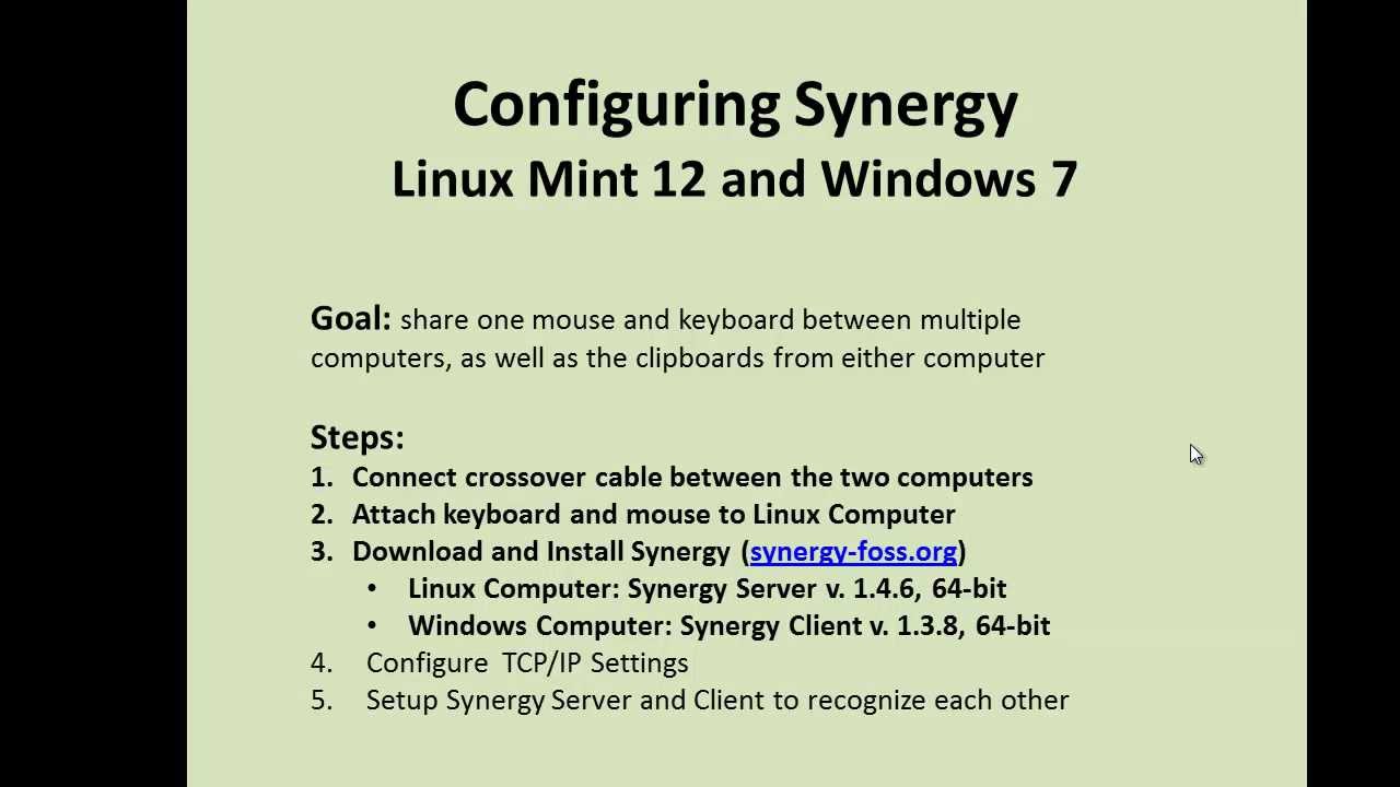 Configuring Synergy with a Crossover Cable