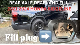 2024 Ridgeline 1st REAR AXLE FLUID drain and fill! Only 2 quarts dual pump II special fluid needed!