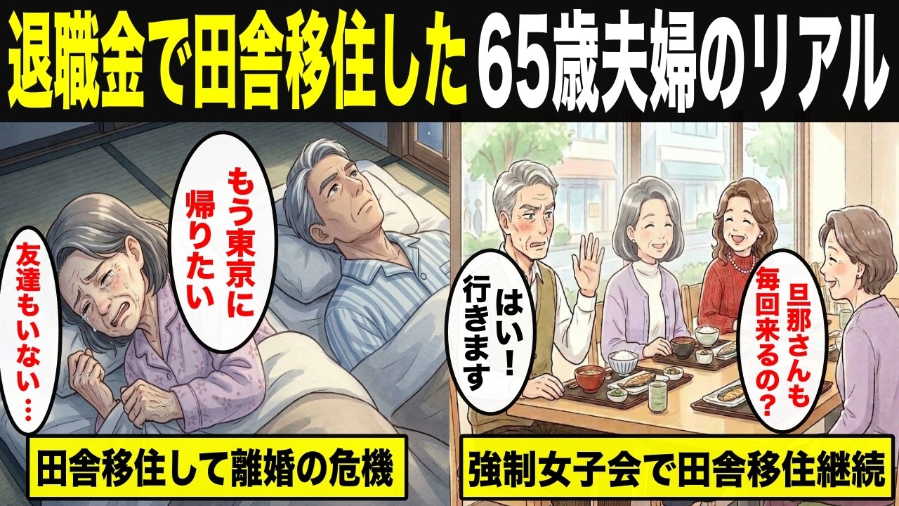 【漫画】退職金で念願の田舎に移住した６５歳の老夫婦…田舎と都会、どっちが幸せなのか？