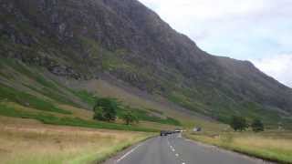 Drive East Through Glencoe Scottish Highlands Scotland August 2nd