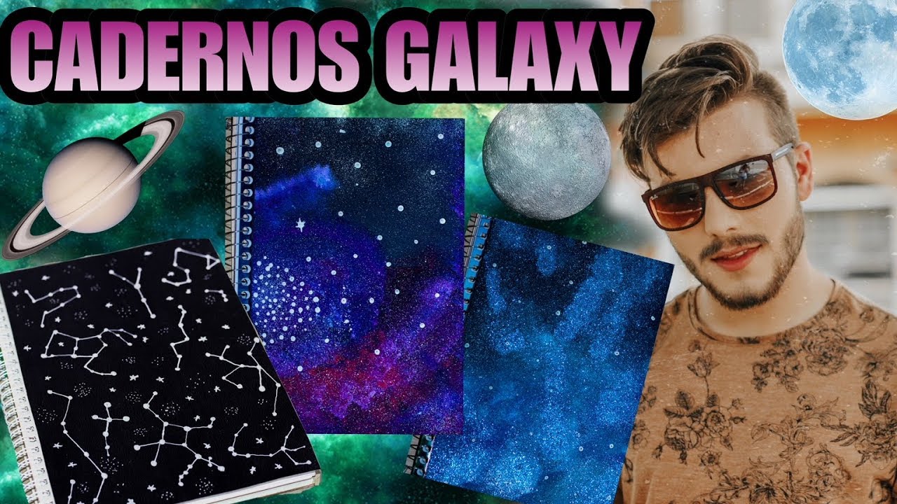 DIY CADERNOS GALAXY SUPER FÁCIL. 4 CAPAS INCRÍVEIS - EDUARDO WIZARD