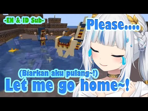 HoloLover - Gura Almost Got Stuck in Kaela Island Because of This [Hololive Minecraft]