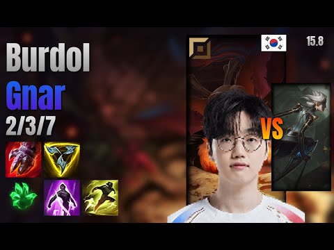 Burdol Top Gnar vs Camille lol KR solo rank Full Game 15.8 | 버돌 나르 vs 카밀