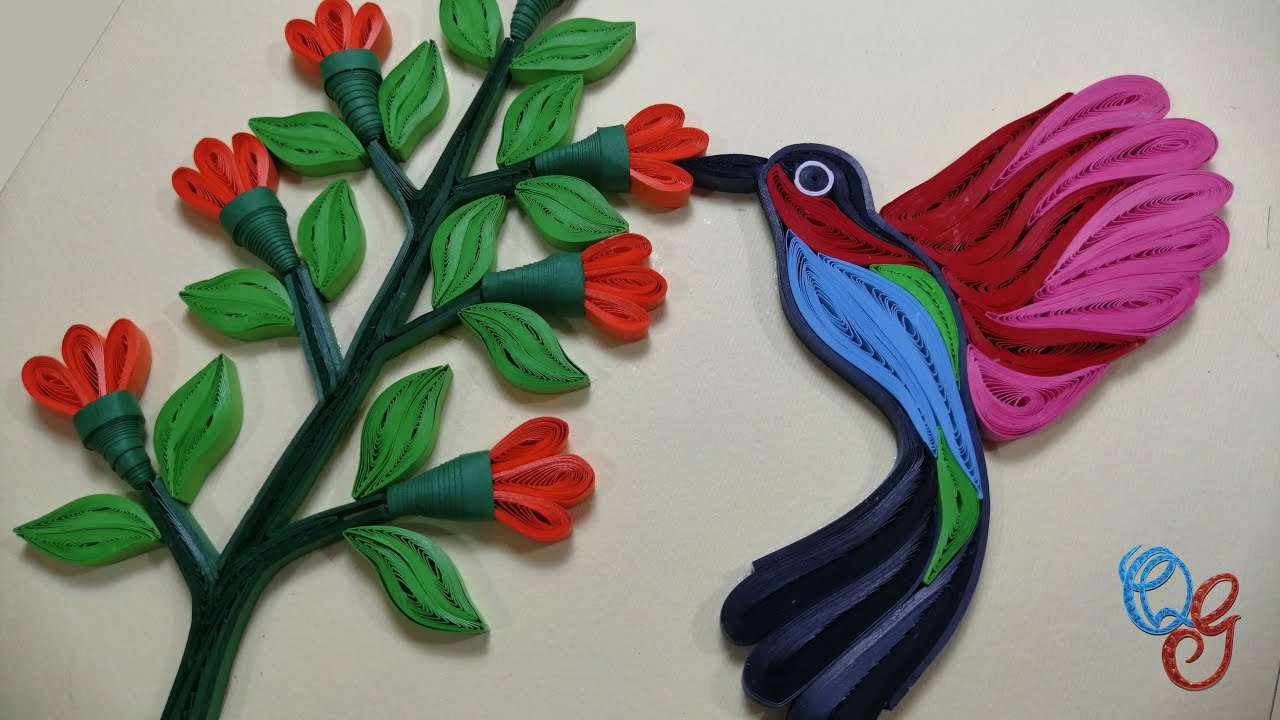 Quilling Hummingbird | How to make colorful Quilling Bird | Paper Quilling tutorial for making Bird