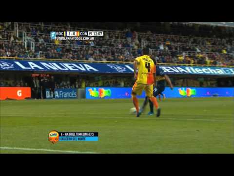 Gol de Tomasini (e/c). Boca 1 - Crucero 0. Fecha 27. Primera División 2015. FPT