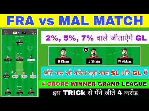 FRA vs MAL Dream11 Team | FRA vs MAL ECC T10 | FRA vs MAL Dream11 Today Match Prediction