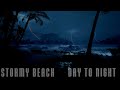 Wind & Rain With Crashing Waves On A Beach | Howling Winds | Crashing Waves | 4K