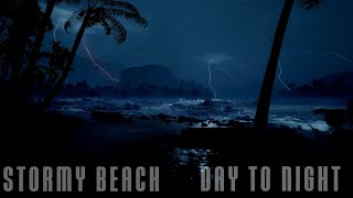 Wind &amp; Rain With Crashing Waves On A Beach | Howling Winds | Crashing Waves | 4K