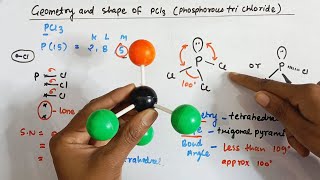 Geometry and shape of PCl3 l bond angle l hybridization l chemistry l