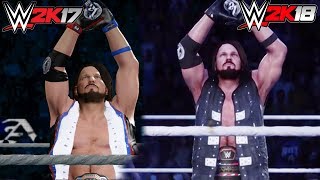 WWE 2K18 VS WWE 2K17 - AJ STYLES ENTRANCE COMPARIS