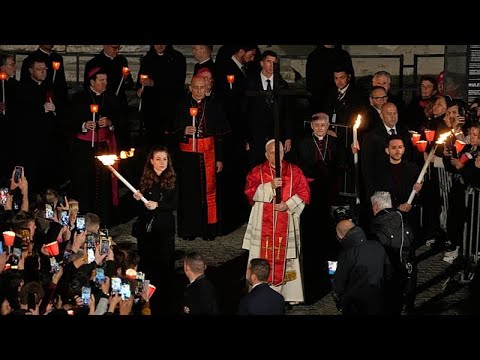 Video Thumbnail: Pope Leo XIV carries cross through all 14 stations at Rome’s Colosseum