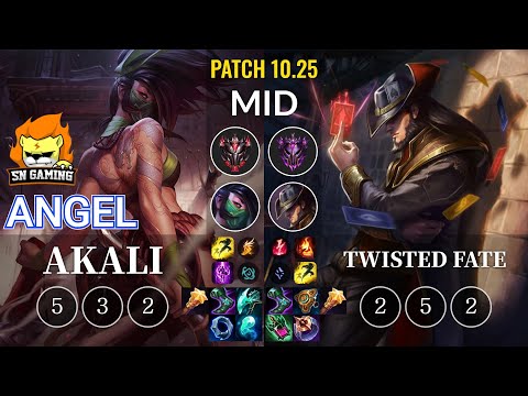 SN Angel Akali vs Twisted Fate Mid - KR Patch 10.25