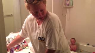 Toddler makes grandma gag while cleaning drain