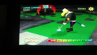 Mini golf maniacs Lunar Landing hole in one