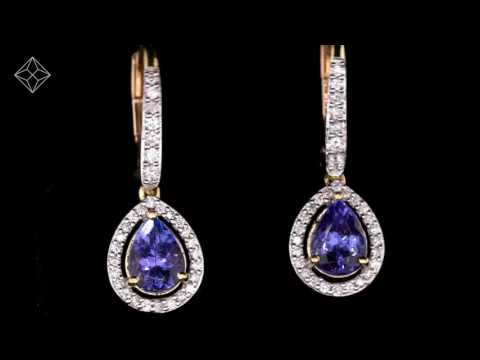 1.4CT TANZANITE AND DIAMOND HALO EARRINGS 18K GOLD VERSION ASTERIA COLLECTION - FG37-V