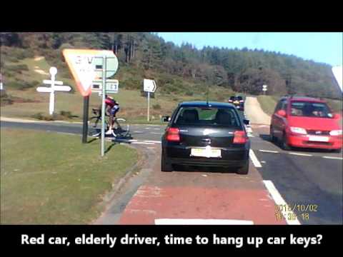 Female cyclist nearly taken out by elderly driver