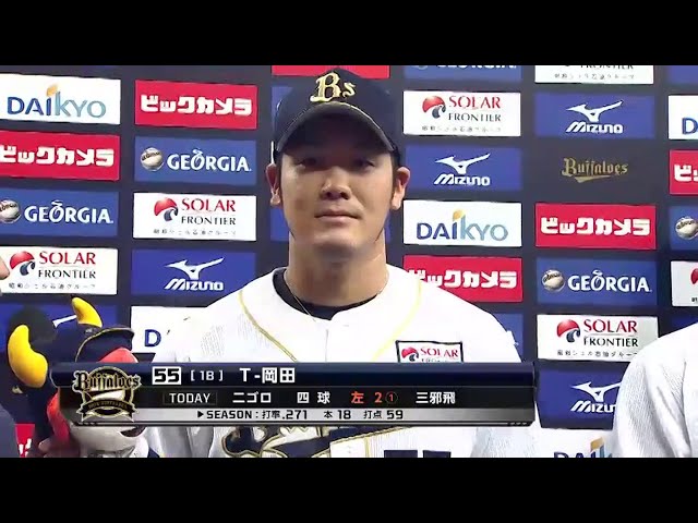 バファローズ川端選手・T-岡田選手・伊藤選手ヒーローインタビュー 2014/8/22 Bs-E