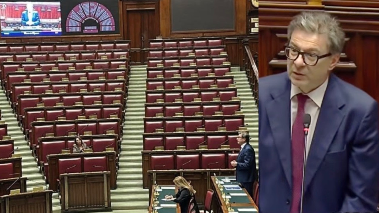 AULA SEMI VUOTA MENTRE PARLA GIORGETTI, IL MINISTRO: "SALUTO I MOLTI DEPUTATI PRESENTI..."
