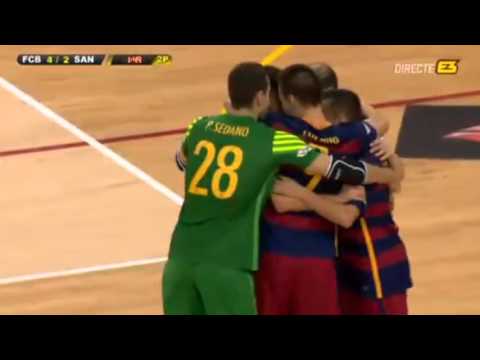 Gol Sergio Lozano FC Barcelona Lassa-Santiago Futsal J6 Temp.2015/2016