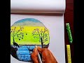🦌 How to draw deer mother and baby with beautiful mountain drinking water #shorts  #landscape #art