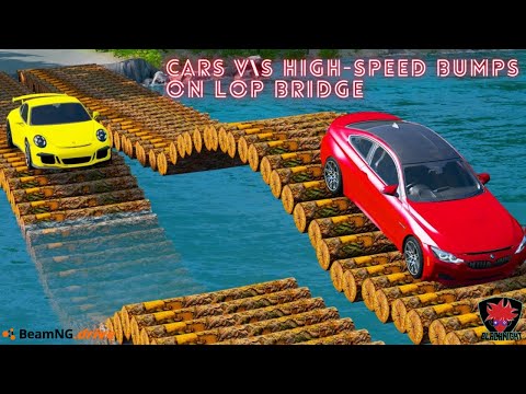 Cars vs High-Speed Bumps on Log Bridge || Cars Vs Deep Water || BeamNG Drive