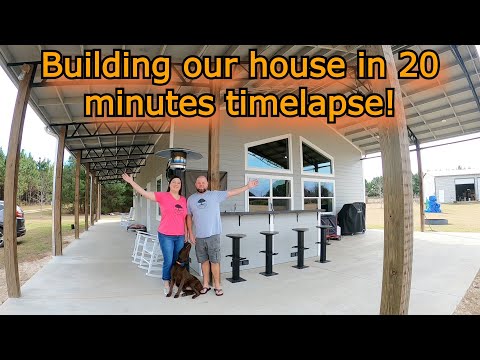 Building our house with NO experience in 20 minutes! TIMELAPSE! #barndo #barndominium #718
