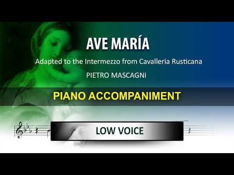 Ave Maria Mascagni: Karaoke piano Low Voice