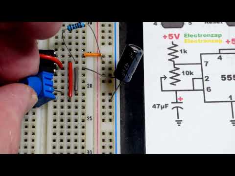 Variable resistor adjustable astable 555 timer circuit for learning electronics lesson 53