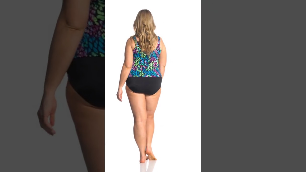 Topanga Plus Size Abalone Tank Strap Tankini Top | SwimOutlet.com