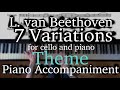 Theme - L. van Beethoven - 7 Variations for Cello and Piano (Piano Accompaniment + Sheet Music)