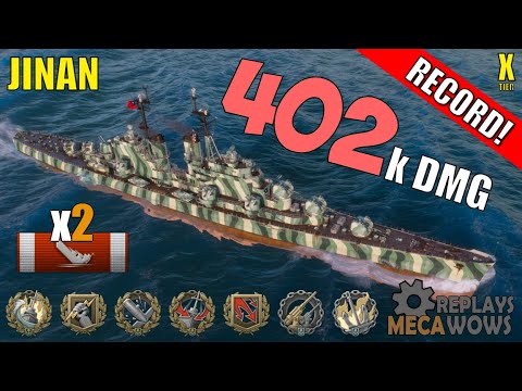 DAMAGE RECORD! Jinan 402k Damage | World of Warships Gameplay