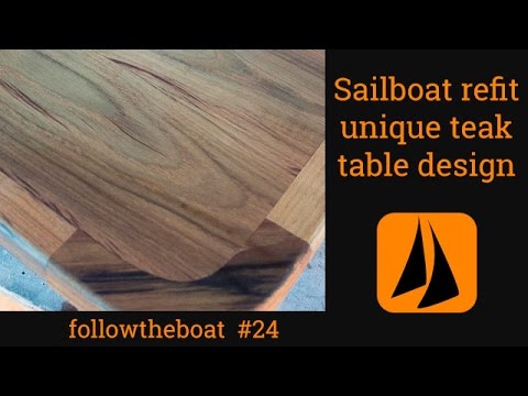 Esper Refit 24 -  unique saloon table in teak; rubbing strake