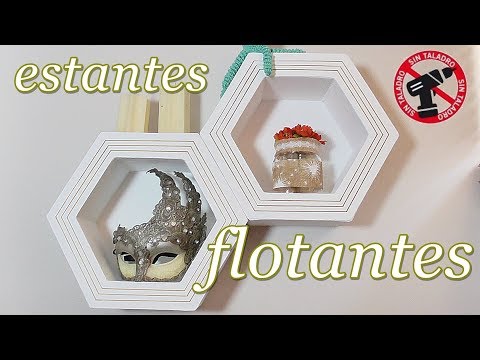 Estantes flotantes de cartón. Repisas hexagonales sin obras ni taladros