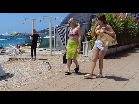 🌞Budva, Beach Slovenska Plaza, Montenegro, 🌡T+36C°,  July - Walking Tour, Travel Guide  #41/2