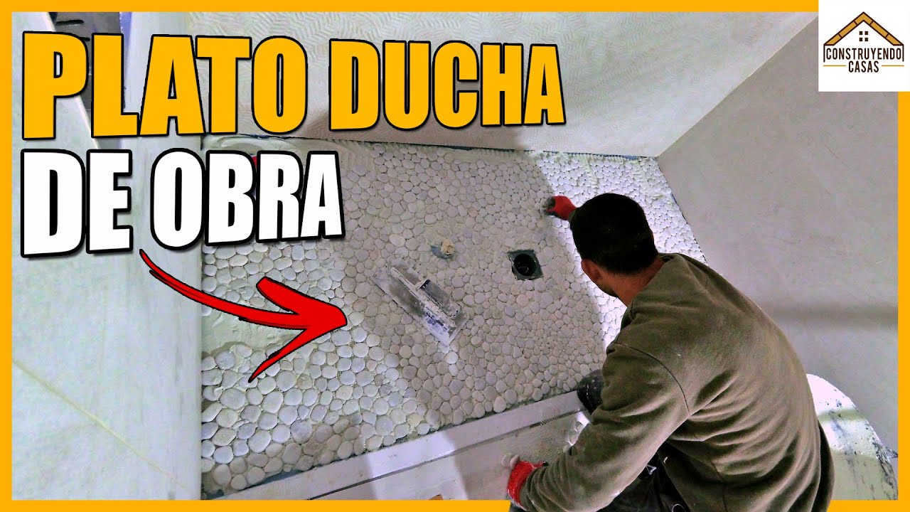 🔶Como hacer un PLATO de DUCHA de OBRA 🔶 Con acabado de piedras!!
