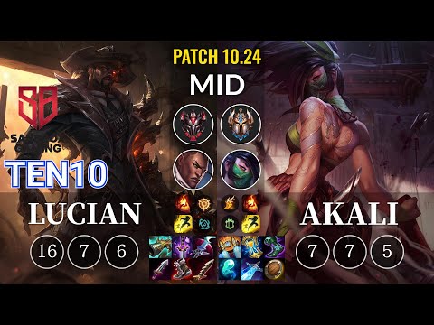 SB Ten10 Lucian vs Akali Mid - KR Patch 10.24