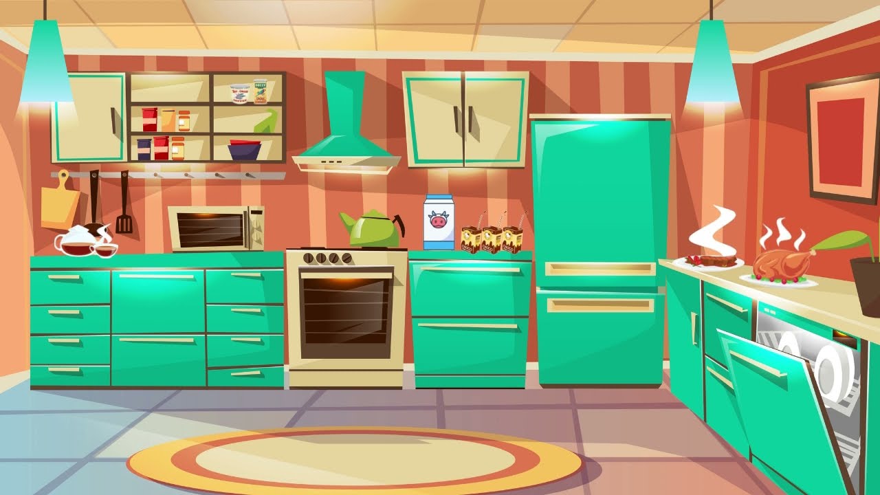 Free Motion Graphic Video Background for Kids | Indoor Vintage Design Kitchen | Free to Use