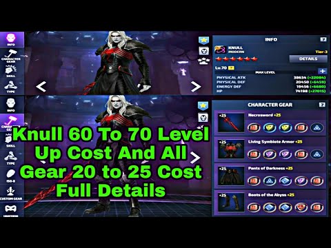 Knull Level 60 To 70 & Gear 20 To 25 Up Full Cost Details - Marvel Future Fight