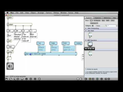 MAX MSP V6 Soft Synth Demo 1a - The sine synth with ADSR