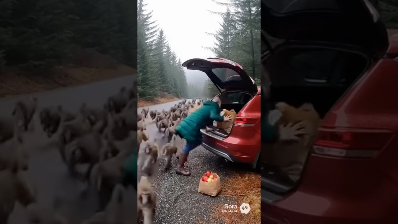 猿の大群に襲われて危機一髪😨