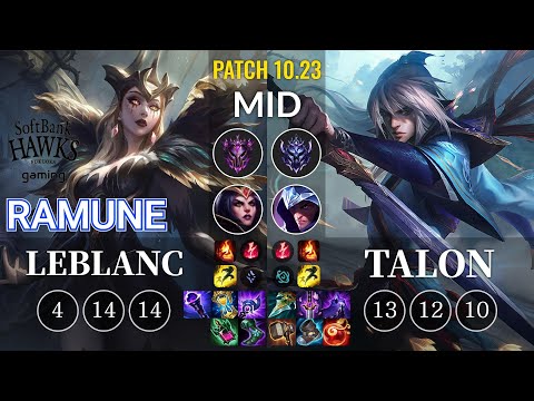 SHG Ramune LeBlanc vs Talon Mid - KR Patch 10.23
