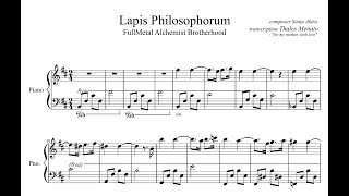 Senju Akira - Fullmetal Alchemist Brotherhood OST - Lapis Philosophorum - Piano + Sheet Music