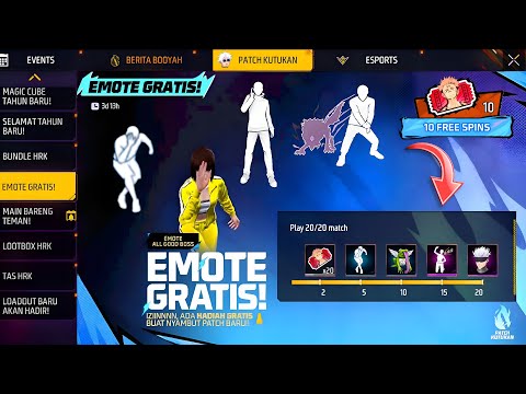 CLAIM FREE EMOTES 🕺🥳 FF NEW EVENT TODAY 🤯 OB 52 UPDATE FF × JJK FREE REWARDS 😱 GARENA FREE FIRE 🔥🔥