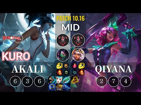 KT Kuro Akali vs Qiyana Mid - KR Patch 10.16