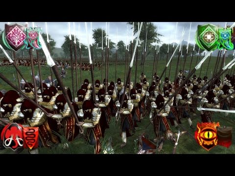 Avari Elves, Black Númenóreans, Silvan Elves, Harad FFA - Third Age Total War Multiplayer Gameplay