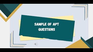 Sample of APT Questions