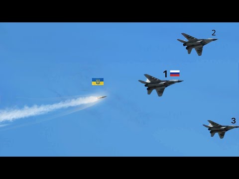 Scary moment! Three Russian MiG-29s were shot down in Crimea by a Ukrainian air defense missile.