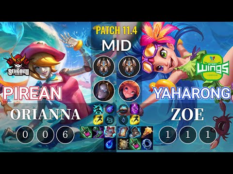 SG Pirean Orianna vs JAG Yaharong Zoe Mid - KR Patch 11.4