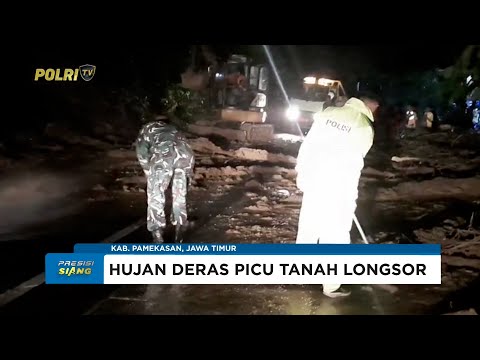 POLSEK WARU SIGAP BERSIHKAN LONGSOR YANG MENUTUP SEPARUH JALAN RAYA WARU PAMEKASAN
