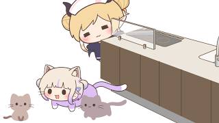 【手描き】癒月家の猫より猫だったばんちょー【癒月ちょこ/轟はじめ/ホロライブ】